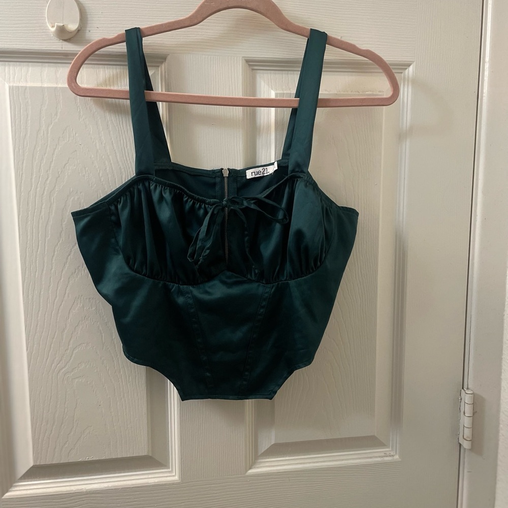Rue21 Green Satin Corset Top